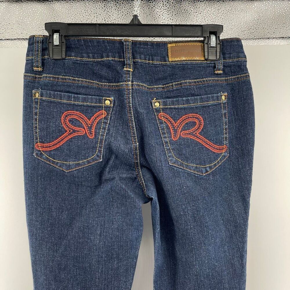 Y2K Rocawear Low Rise Bootcut Jeans Size 5 Dark Wash Stretch Denim Womens - Picture 12 of 15
